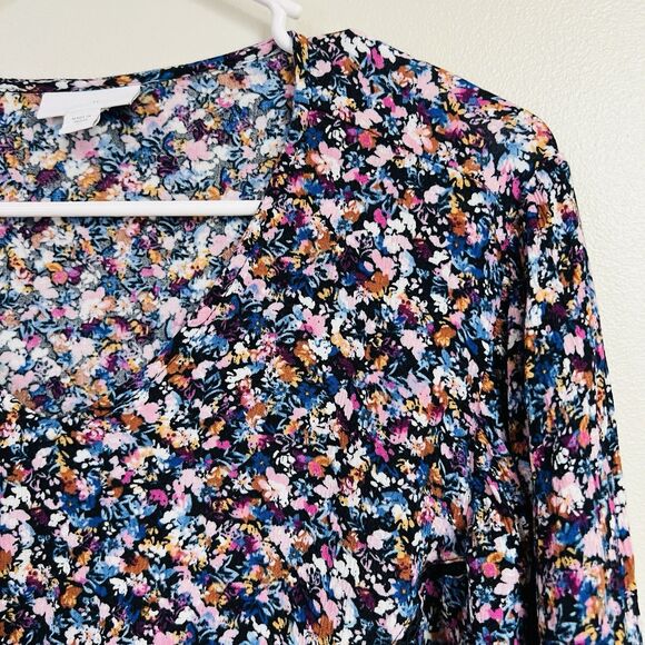 J. Jill Colorful Dixie Floral Billowy Lightweight Flowy Blouse Boho Size Large - Picture 6 of 9